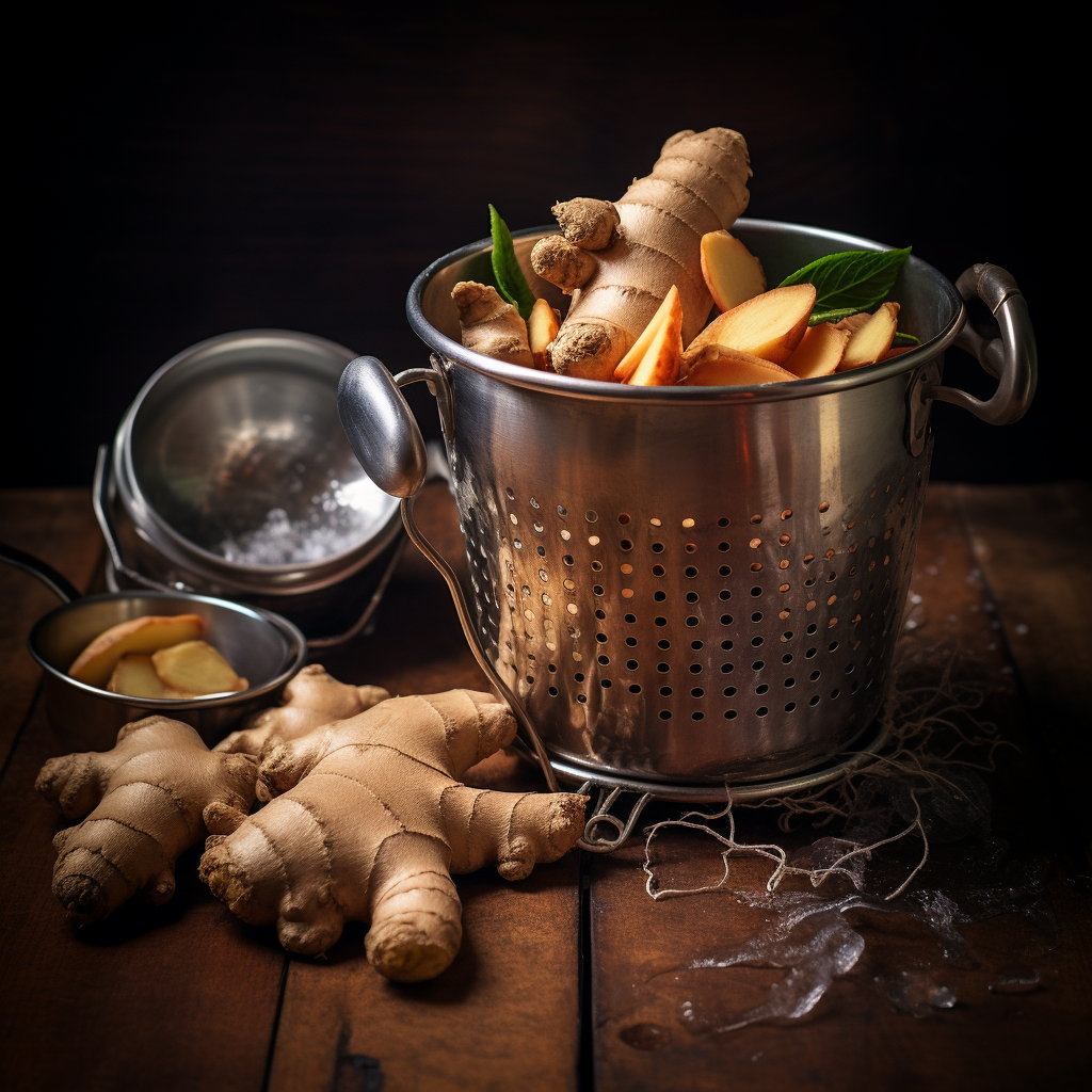 Step-by-step process of creating fresh ginger juice from root, highlighting the easy ginger juice recipe.